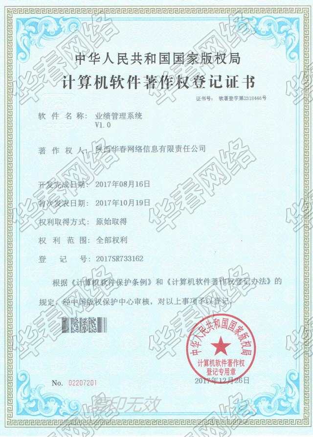 業(yè)績管理系統(tǒng)軟件著作權